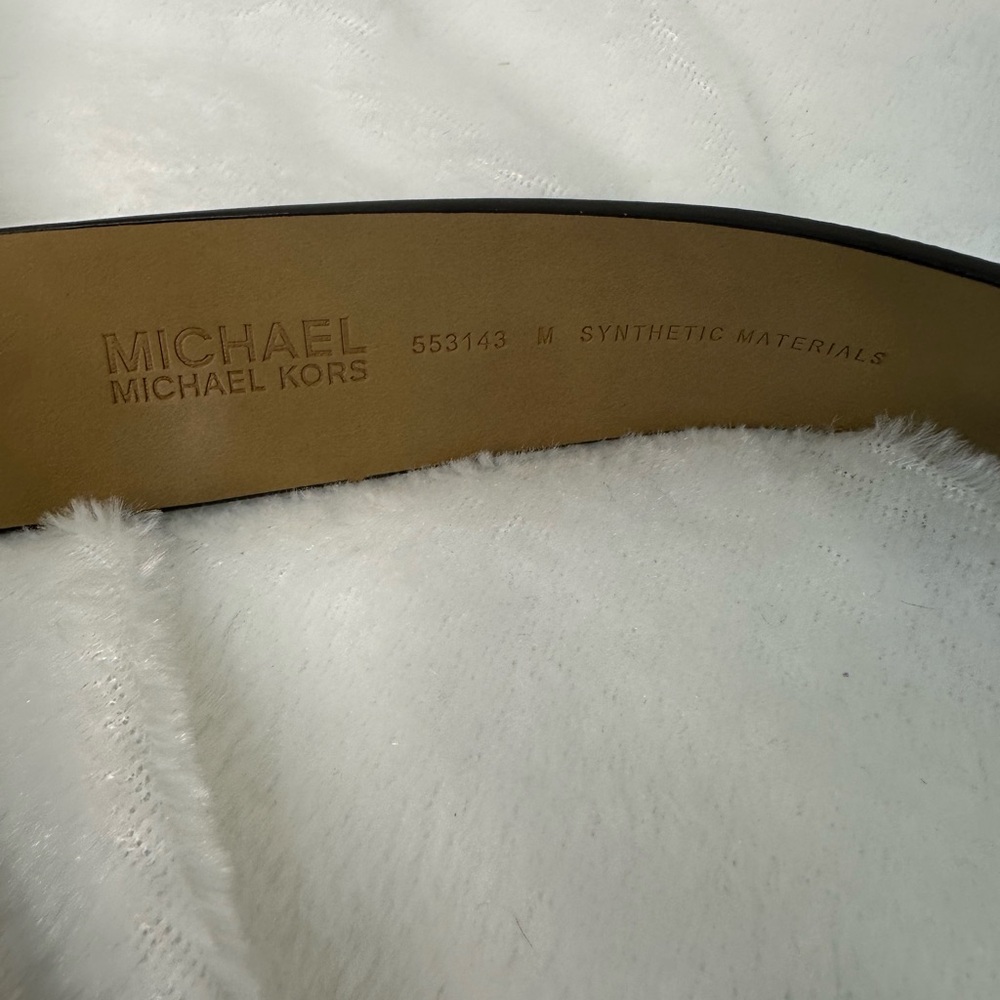 Michael Kors Brown Signature Belt with Gold Buckle size M medium 40 inches - Picture 3 of 4